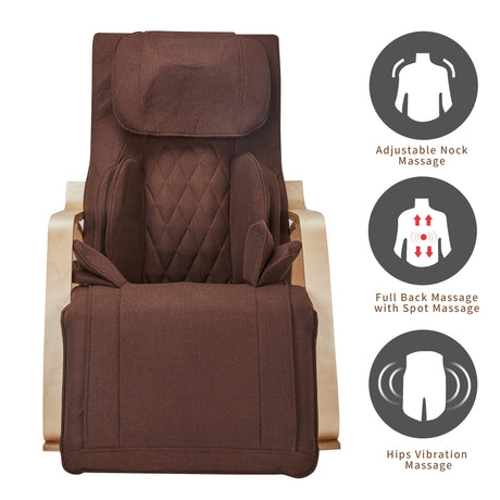 Full massage function-Air pressure-Comfortable Relax Rocking Chair, Lounge Chair Relax Chair with Cotton Fabric Cushion  Brown Home Elegance USA