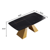 70.87"Modern artificial stone black curved golden metal leg dining table - can accommodate 6 - 8 people - W1535S00097 - image - 9