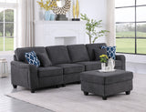 Leo Dark Gray Woven 5 Seater Sofa and Ottoman Home Elegance USA