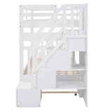 Twin over Twin/Full Bunk Bed with Twin Size Trundle (White)(OLD SKU :LP000025AAK) - Home Elegance USA