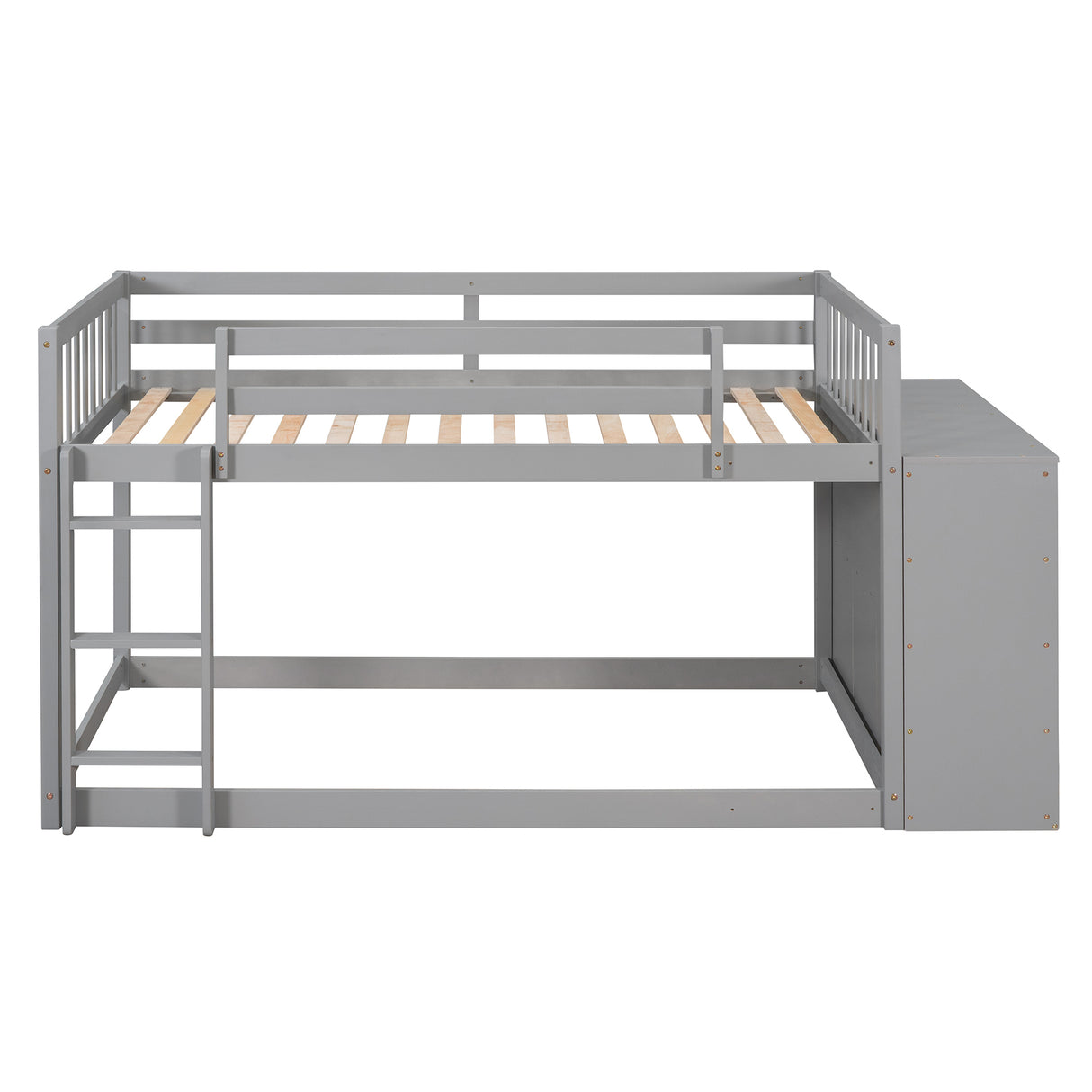 Twin over Twin Bunk Bed with 4 Drawers and 3 Shelves-Gray（OLD SKU: LP000067AAE） - Home Elegance USA