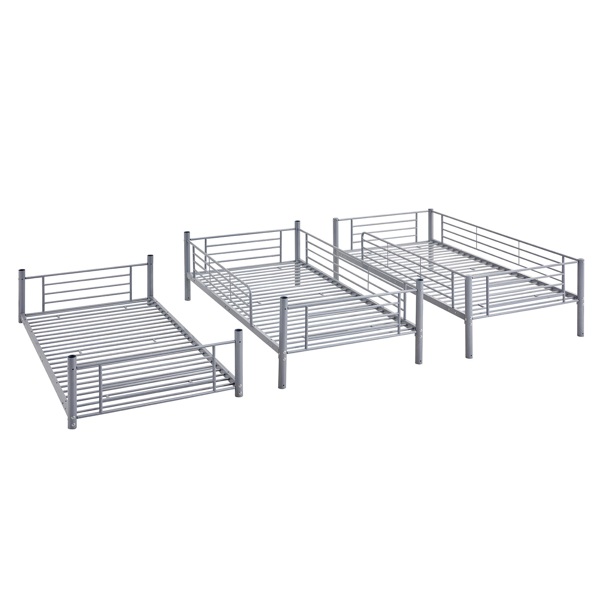 Twin-Twin-Twin Triple Bed with Built-in Ladder, Divided into Three Separate Beds,Gray(OLD SKU:LP000097AAE) - Home Elegance USA