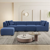 Sectional Sofa with Ottoman DIY Combination Sofa Blue - Home Elegance USA