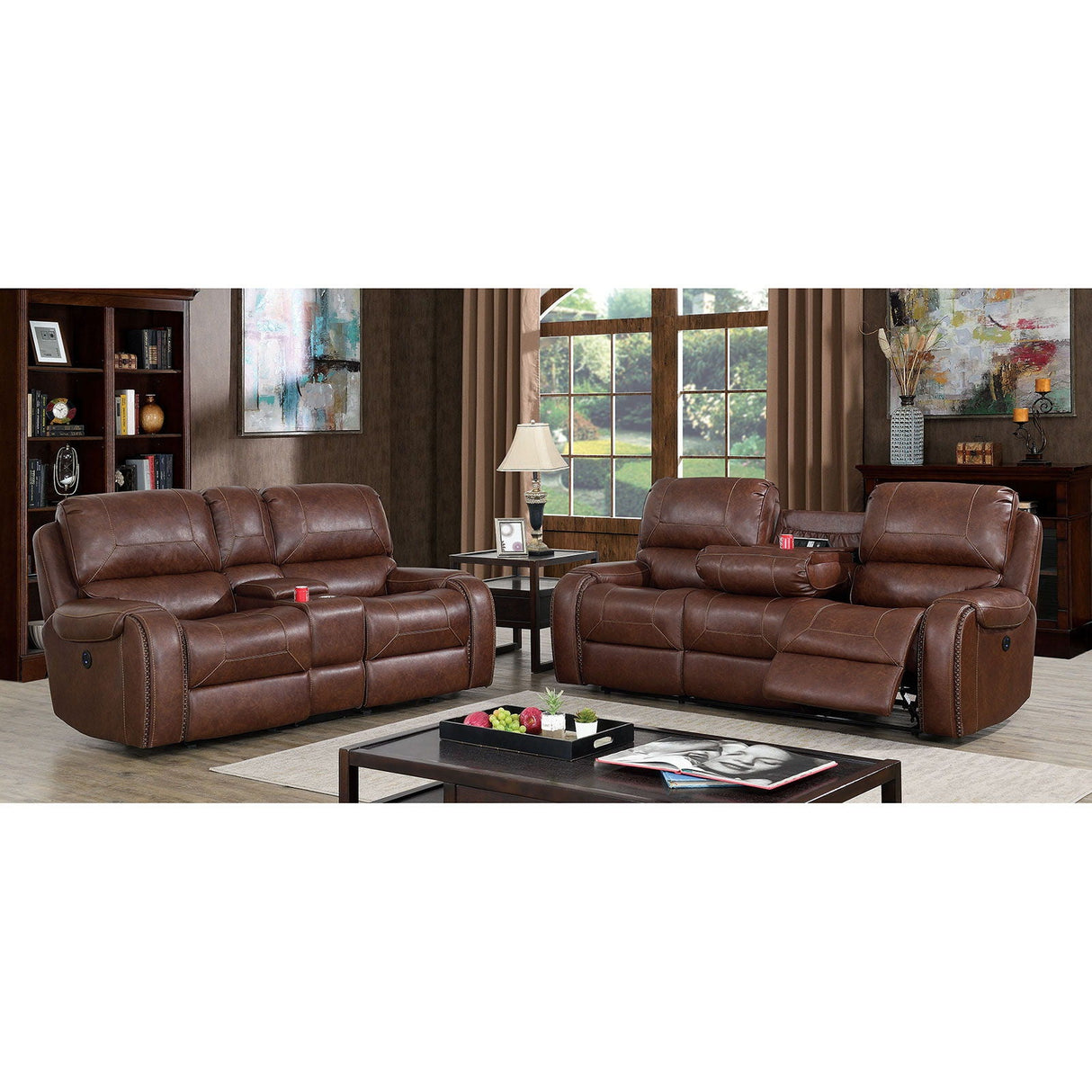 Walter - Power Sofa & Loveseat - Brown - Home Elegance USA