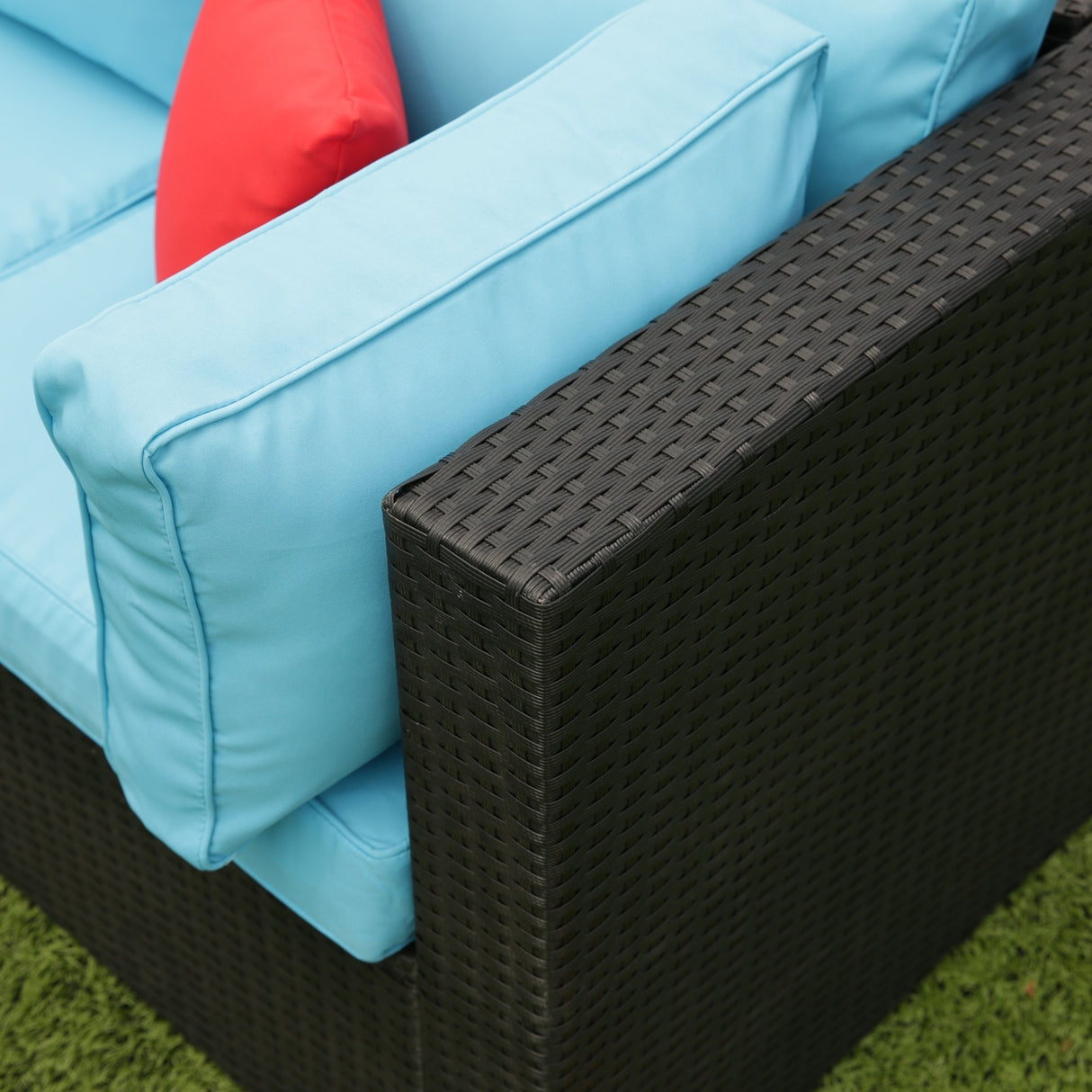 5 Pieces PE Rattan sectional Outdoor Furniture Cushioned U Sofa set with 2 Pillow - W329S00014 - image - 18