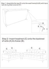 White Faux Leather Living Room 2pc Sofa set Sofa And Loveseat Furniture Couch Unique Design Metal Legs Adjustable Headrest Home Elegance USA