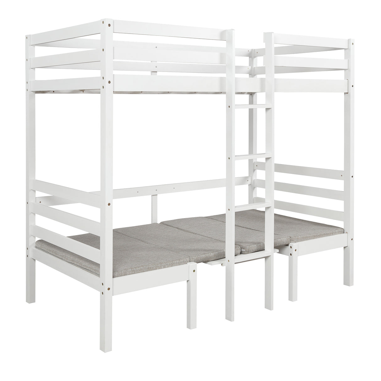 Functional Loft Bed (turn into upper bed and down desk，cushion sets are free),Twin Size,White - Home Elegance USA