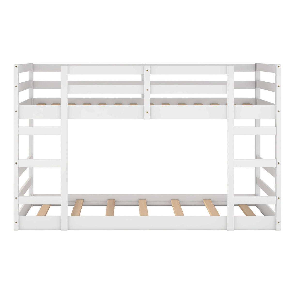 Twin Over Twin Bunk Bed with Ladder, White（OLD SKU：WF282787AAK） - Home Elegance USA