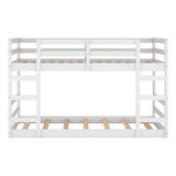 Twin Over Twin Bunk Bed with Ladder, White（OLD SKU：WF282787AAK） - Home Elegance USA