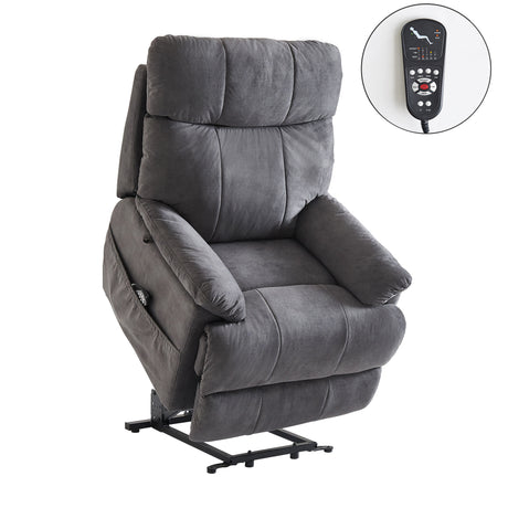 Large size Electric Power Lift Recliner Chair Sofa for Elderly, 8 point vibration Massage and lumber heat, Remote Control, Side Pockets, cozy fabric, overstuffed arm, heavy duty 230LB Home Elegance USA