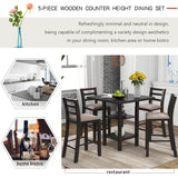 TREXM 5-Piece Wooden Counter Height Dining Set with Padded Chairs and Storage Shelving (Espresso) - Home Elegance USA