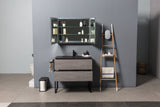 29'' Wall Mounted Single Bathroom Vanity in Ash Gray With Matte Black Solid Surface Vanity Top
