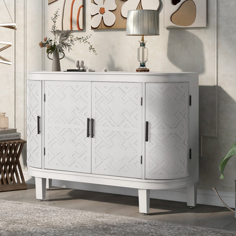 U-Style Accent Storage Cabinet Sideboard Wooden Cabinet with Antique Pattern Doors for Hallway, Entryway, Living Room, Bedroom - Home Elegance USA