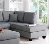 Grey Color 3pcs Sectional Living Room Furniture Reversible Chaise Sofa And Ottoman Polyfiber Linen Like Fabric Cushion Couch - Home Elegance USA