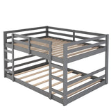 Full Over Full Bunk Bed with Ladder, Gray（OLD SKU：WF282788AAE） - Home Elegance USA