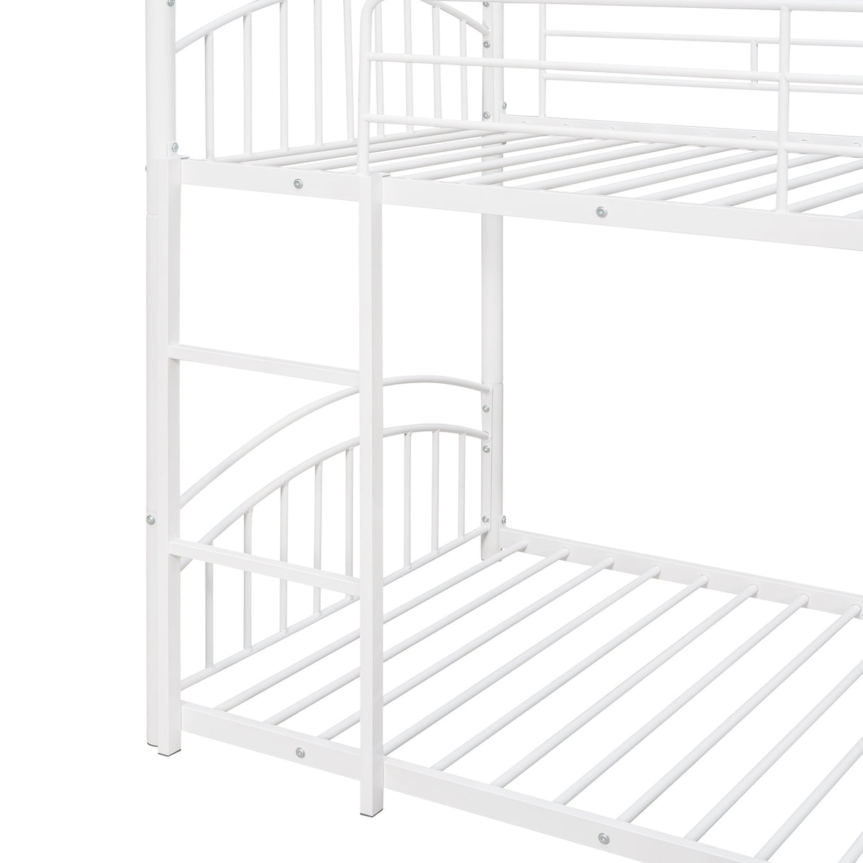 Twin Over Twin Metal Bunk Bed With Slide,Kids House Bed White - Home Elegance USA