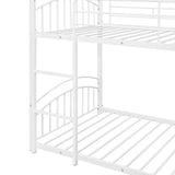 Twin Over Twin Metal Bunk Bed With Slide,Kids House Bed White - Home Elegance USA