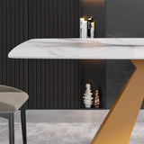 70.87"Modern artificial stone white curved golden metal leg dining table - can accommodate 6 - 8 people - W1535S00106 - image - 6