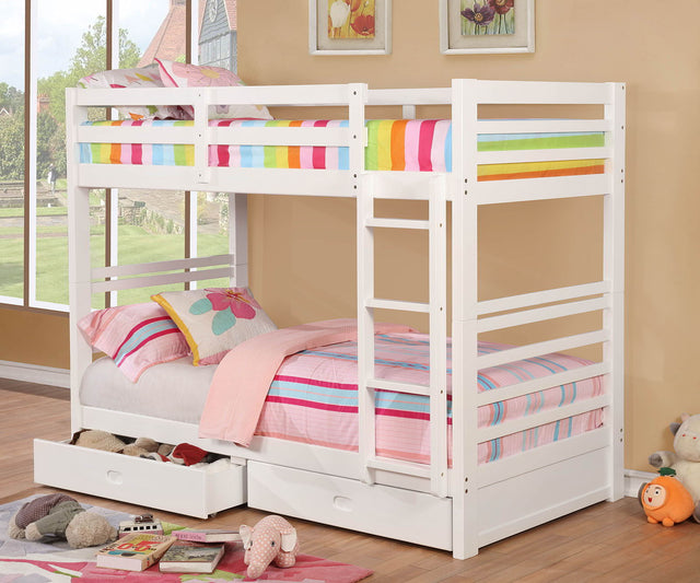 California - Twin/Twin Bunk Bed - White - Home Elegance USA