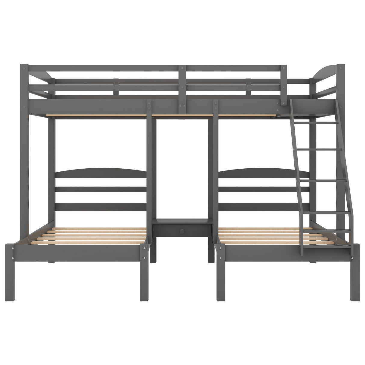 Full over Twin & Twin Bunk Bed,Triple Bunk Bed, Gray - Home Elegance USA