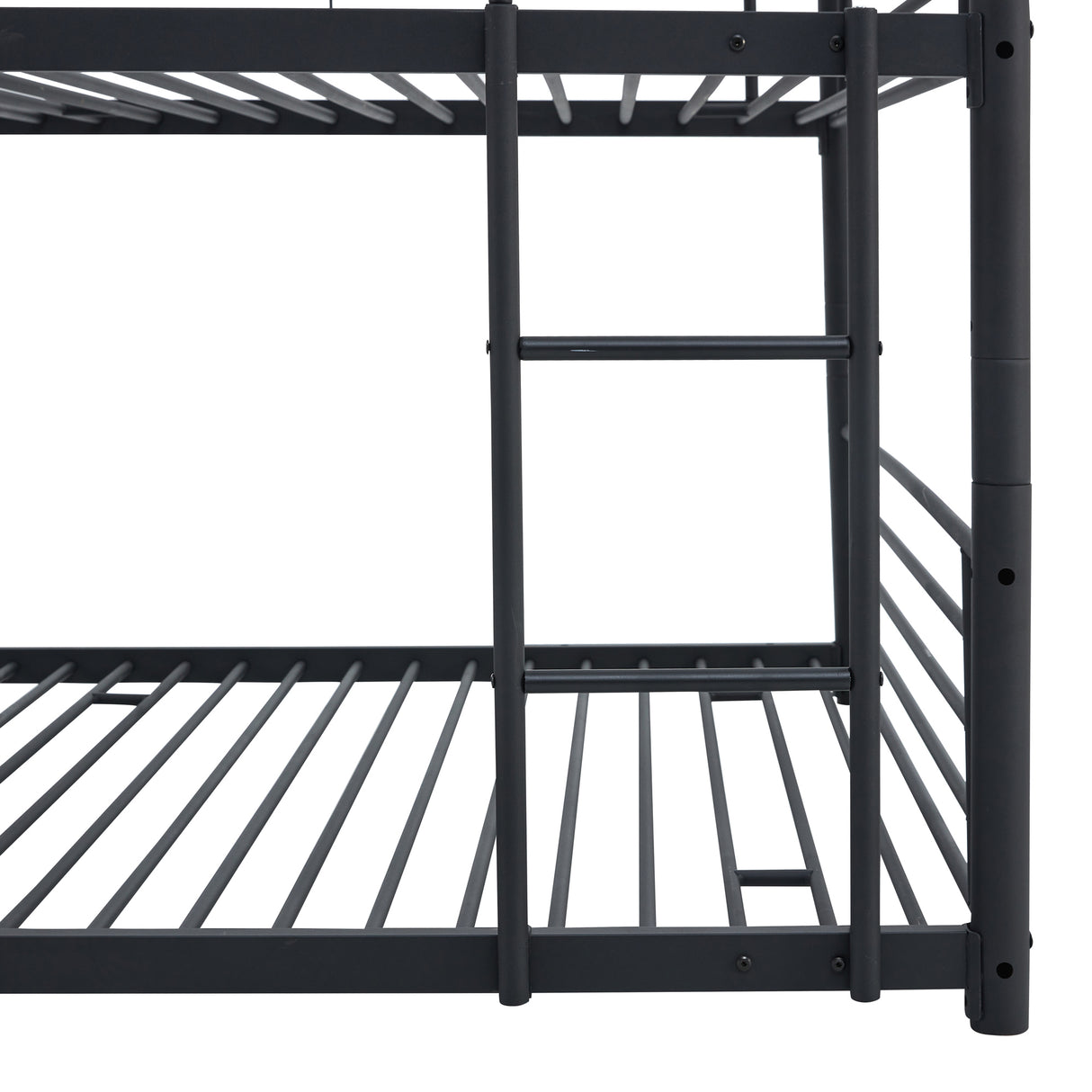 Full-Full-Full Metal  Triple Bed  with Built-in Ladder, Divided into Three Separate Beds,Black - Home Elegance USA