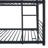 Full-Full-Full Metal  Triple Bed  with Built-in Ladder, Divided into Three Separate Beds,Black - Home Elegance USA