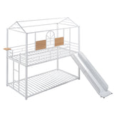 Twin Over Twin Metal Bunk Bed ,Metal Housebed With Slide,Three Colors Available.(White with White  Slide)(OLD SKU :LP000095AAK) - Home Elegance USA