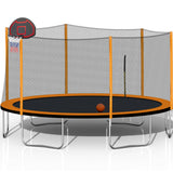 14FT Powder - coated Advanced Trampoline with Basketball Hoop Inflator and Ladder(Outer Safety Enclosure) Orange - Trampolines - W550S00014 - image - 26