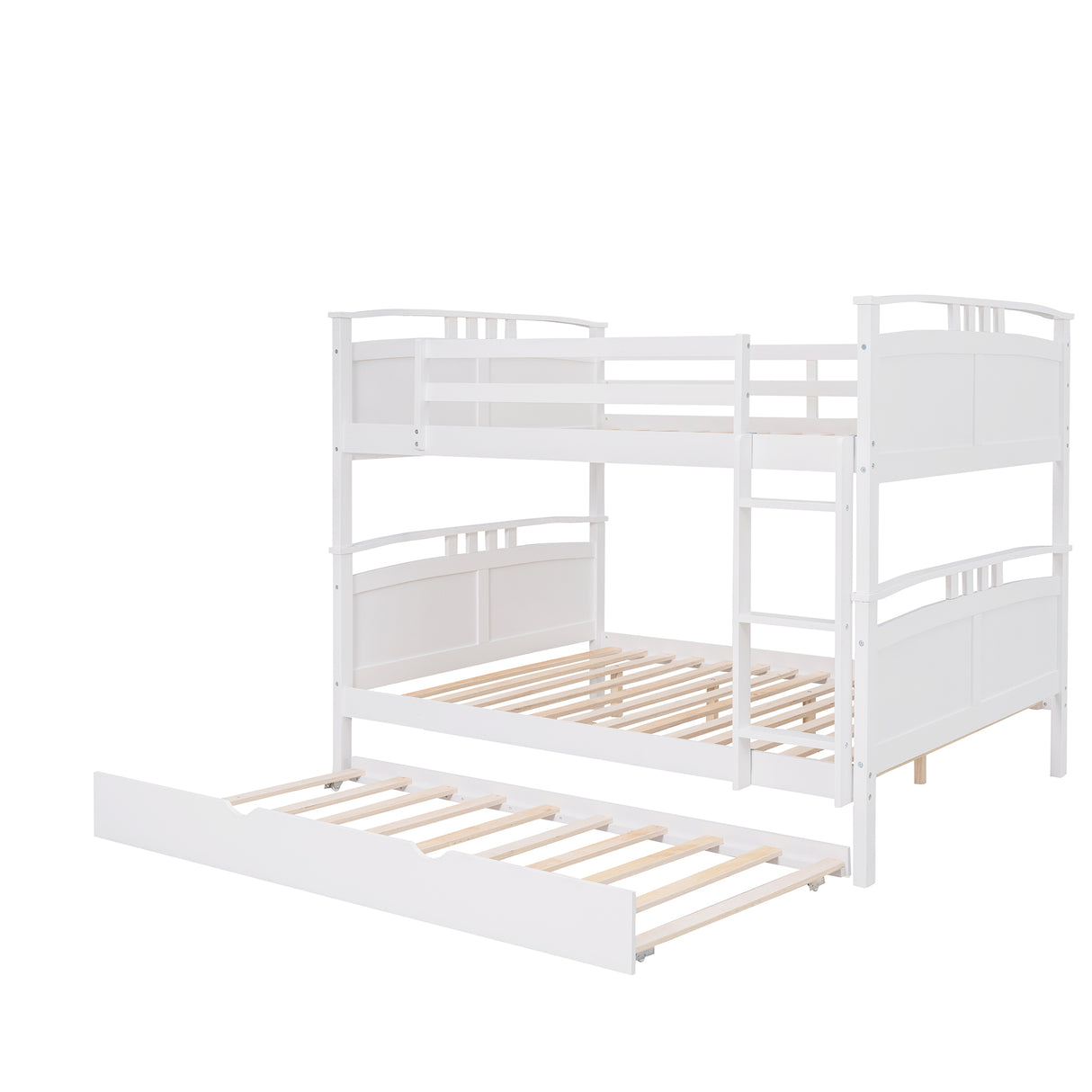 Full-Over-Full Bunk Bed with Twin size Trundle , Separable Bunk Bed for Bedroom - White - Home Elegance USA