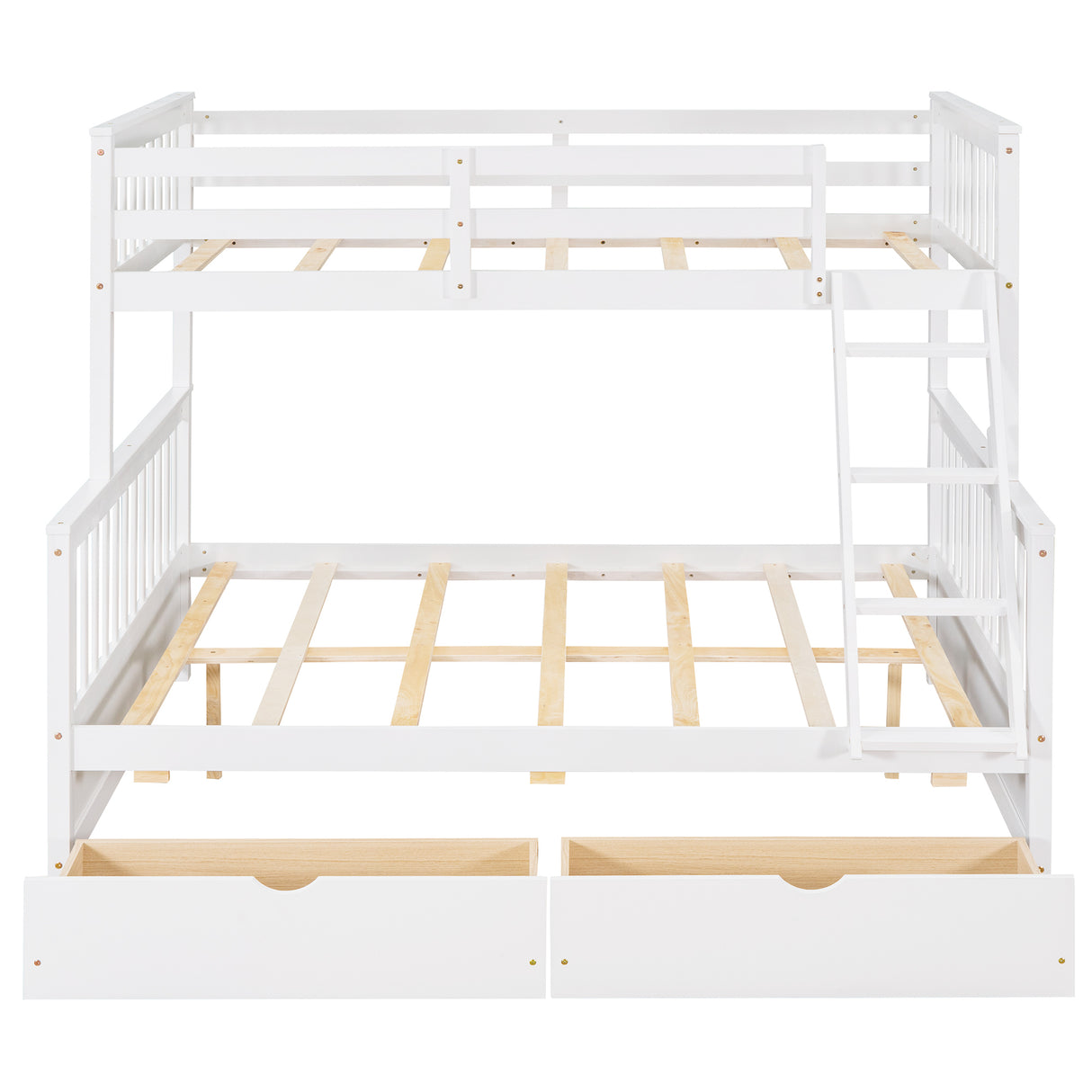 Twin-Over-Full Bunk Bed with Ladders and Two Storage Drawers (White) ( old sku:LT000165AAK） - Home Elegance USA