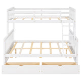 Twin-Over-Full Bunk Bed with Ladders and Two Storage Drawers (White) ( old sku:LT000165AAK） - Home Elegance USA