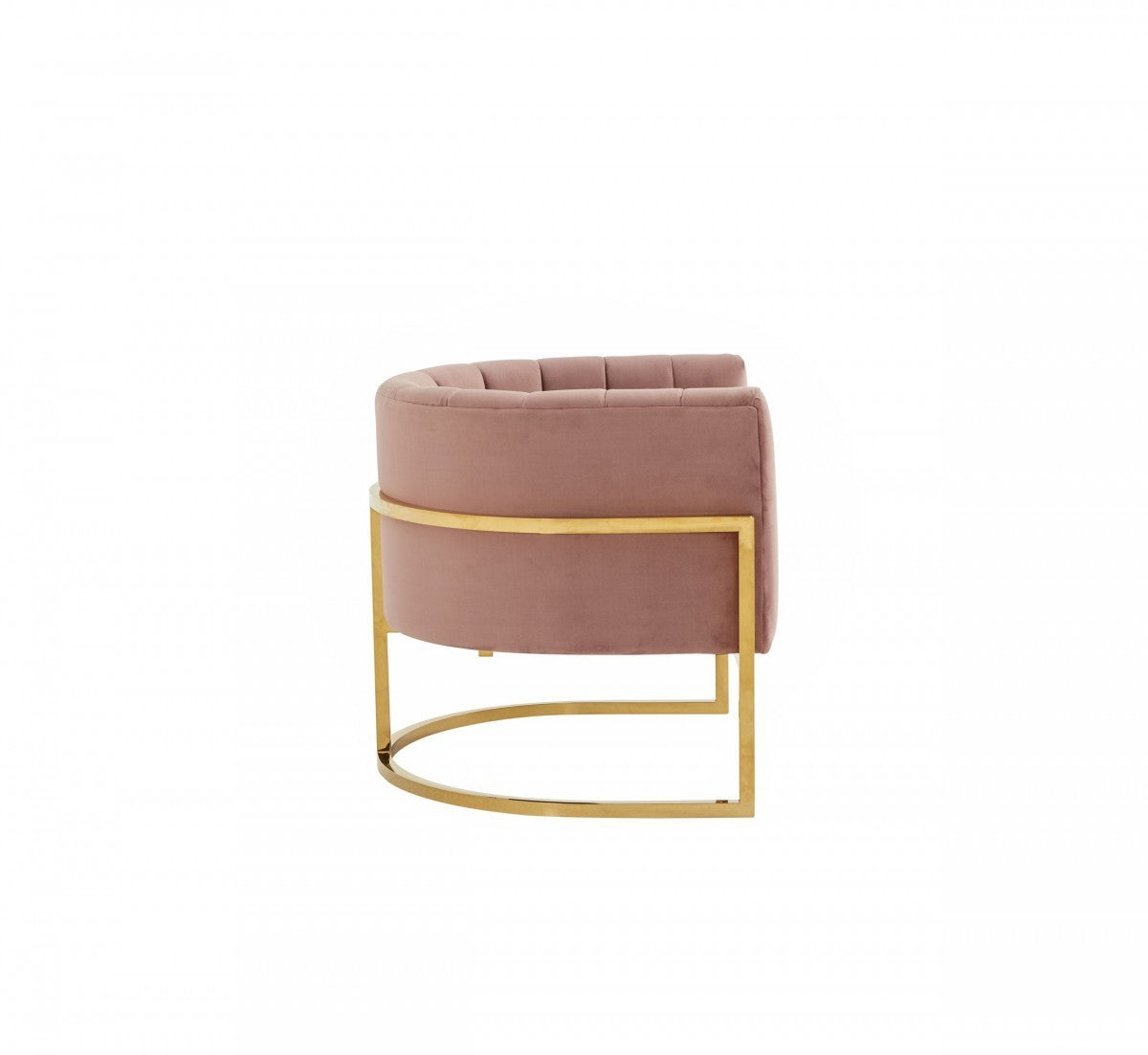 Modrest Landau Modern Pink Velvet & Gold Stainless Steel Accent Chair - Home Elegance USA