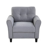 35" Modern Living Room Armchair Linen Upholstered Couch Furniture for Home or Office ,Light Grey-Blue,(1-Seat,Old Sku:WF288517AAC) Home Elegance USA