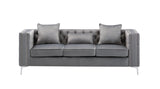 Lorreto Gray Velvet Fabric Sofa Loveseat Chair Living Room Set Home Elegance USA