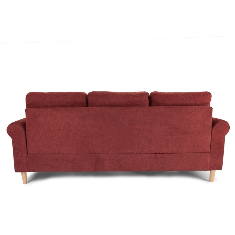Paparika Red Color Polyfiber Reversible Sectional Sofa Set Chaise Pillows Plush Cushion Couch Nailheads - Home Elegance USA