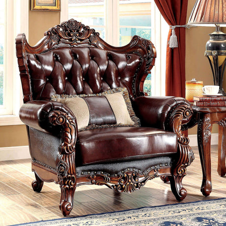 Jericho - Sofa & Love Seat & Chair - Brown / Dark Oak - Home Elegance USA