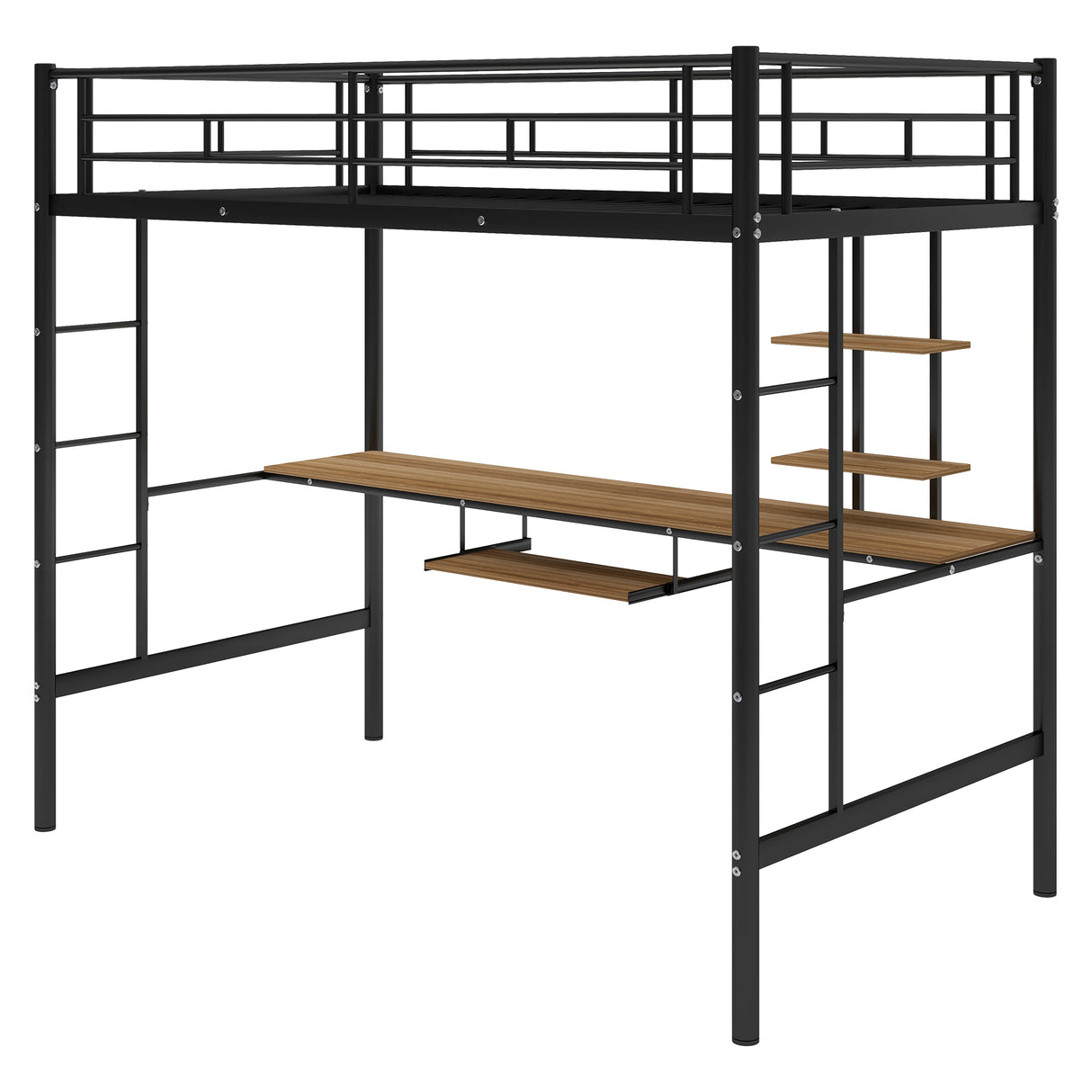 Loft Bed with Desk and Shelf , Space Saving Design,Twin（OLD SKU:MF193081AAB） - Home Elegance USA