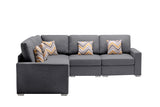 Nolan Gray Linen Fabric 5Pc Reversible Sectional Sofa with Pillows and Interchangeable Legs - Home Elegance USA