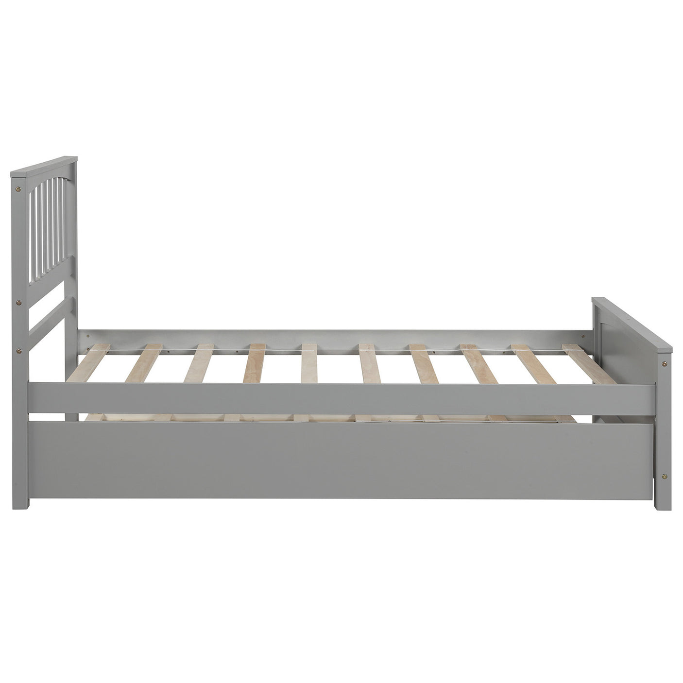 Twin size Platform Bed with Trundle, Gray - Home Elegance USA