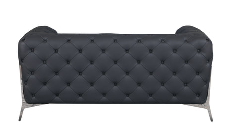 Global United Transitional Top Grain 100% Italian Leather Upholstered Loveseat Home Elegance USA