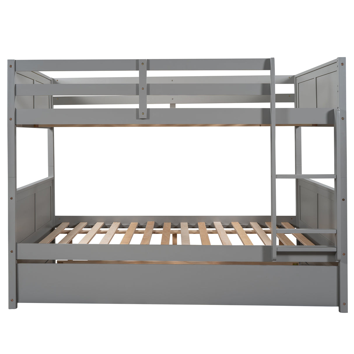 Full Over Full Bunk Bed with Twin Size Trundle, Gray ( old sku: LP000150AAE ) - Home Elegance USA