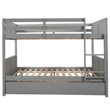 Full Over Full Bunk Bed with Twin Size Trundle, Gray ( old sku: LP000150AAE ) - Home Elegance USA