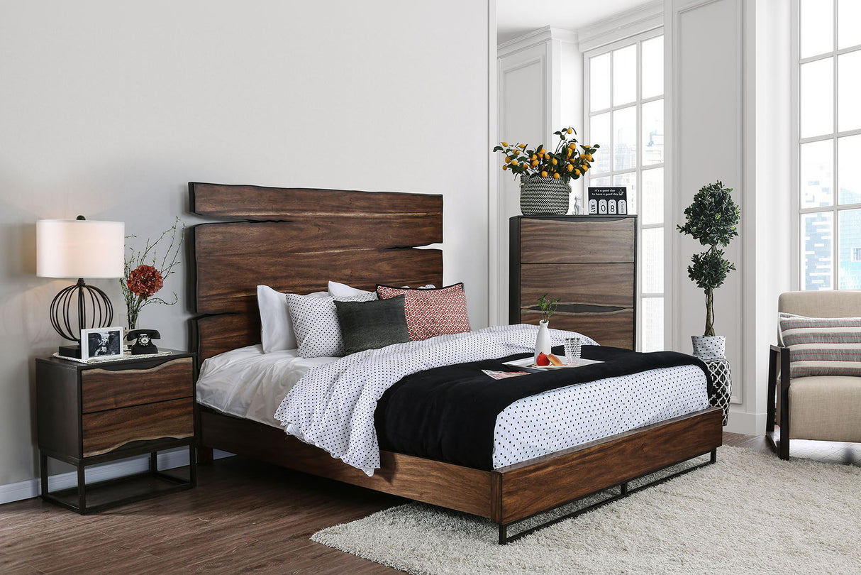 Fulton - 4 Piece Queen Bedroom Set - Dark Oak / Dark Walnut - Home Elegance USA