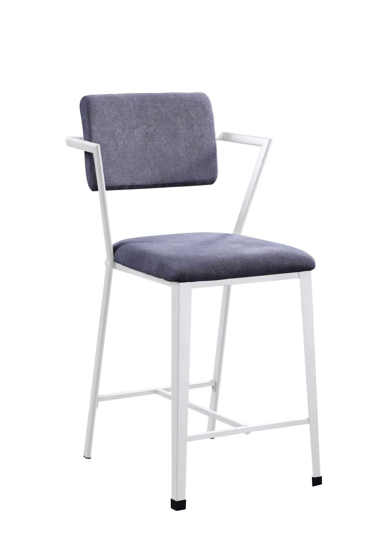 ACME Cargo Counter Height Chair (Set-2), Gray Fabric & White (2Pc/1Ctn) 77887 - Home Elegance USA