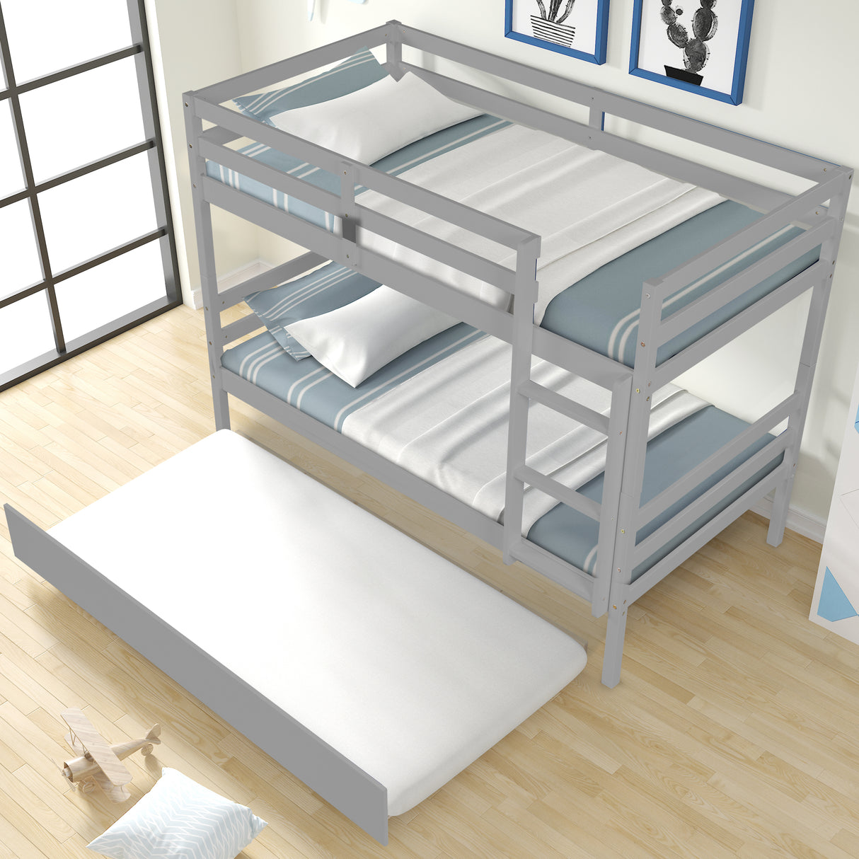 TWIN BUNKBED WITH TRUNDLE - Home Elegance USA