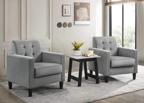 Hale Light Gray Velvet Armchairs and End Table Living Room Set - Home Elegance USA