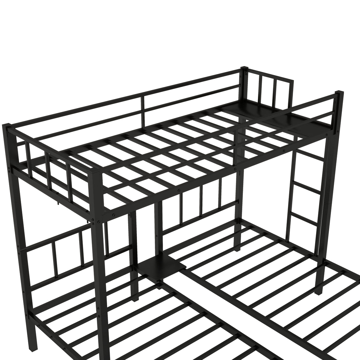 Twin over Twin & Twin Bunk Beds for 3, Twin XL over Twin & Twin Bunk Bed Metal Triple Bunk Bed, Black (Pre-sale date: June 10th) - Home Elegance USA