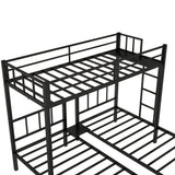 Twin over Twin & Twin Bunk Beds for 3, Twin XL over Twin & Twin Bunk Bed Metal Triple Bunk Bed, Black (Pre-sale date: June 10th) - Home Elegance USA