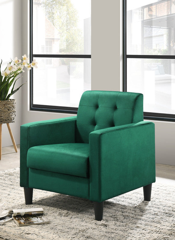 Hale Green Velvet Armchairs and End Table Living Room Set - Home Elegance USA