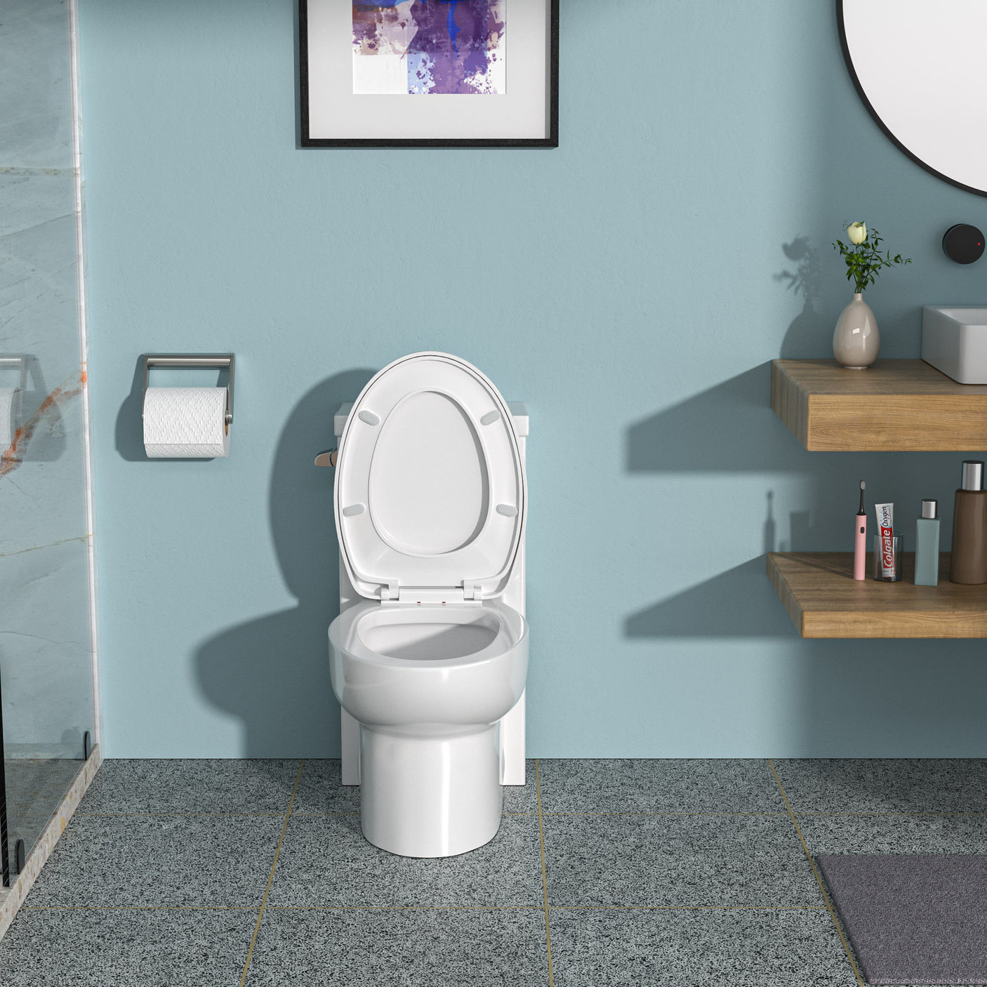 Ceramic One Piece Toilet,Single Flush with Soft Clsoing Seat